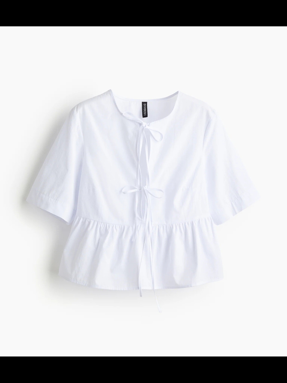 H&M White Tie-Front Peplum Blouse